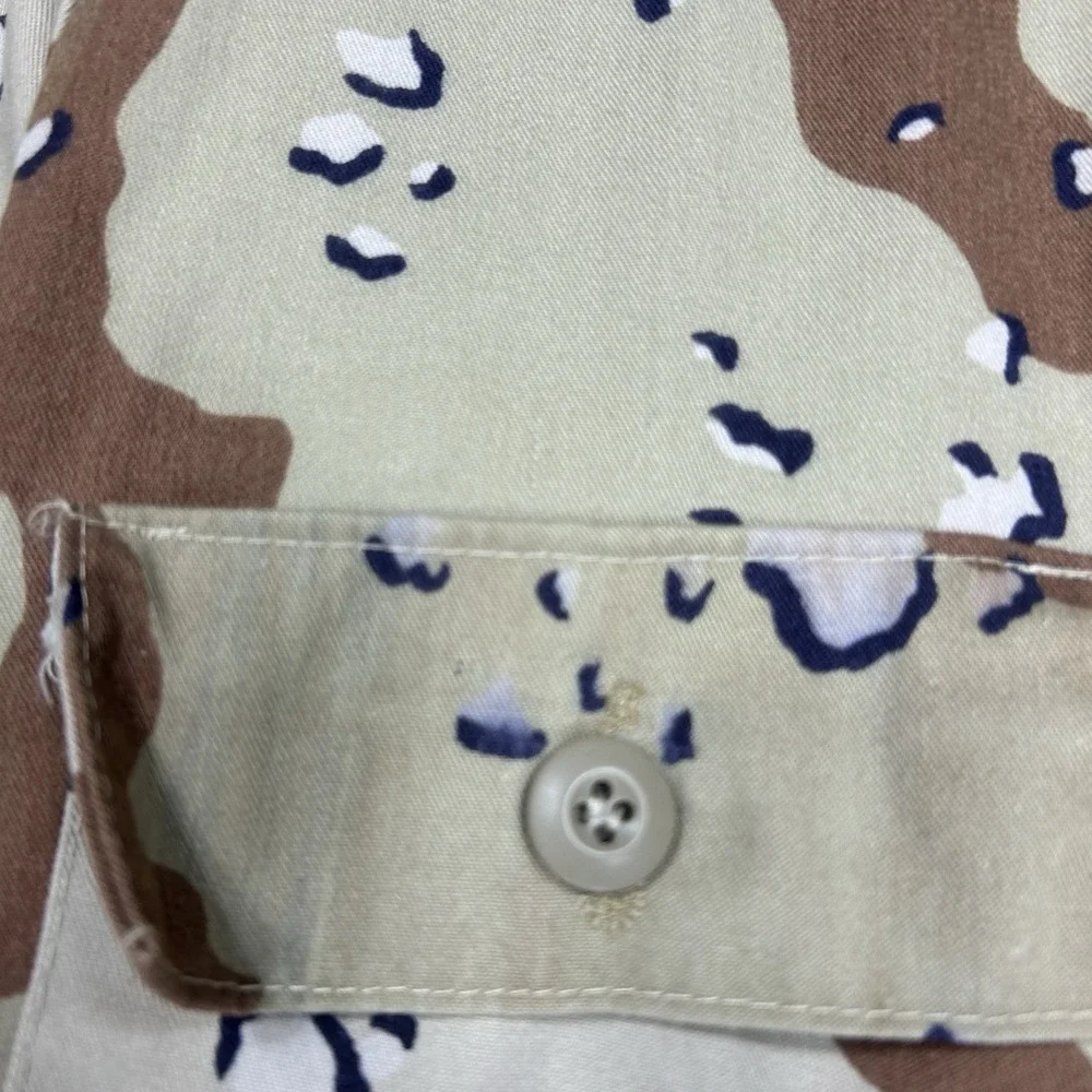 Vintage US Military Desert Chocolate Chip Camo Utility Shirt Mens S‎ Made in USA